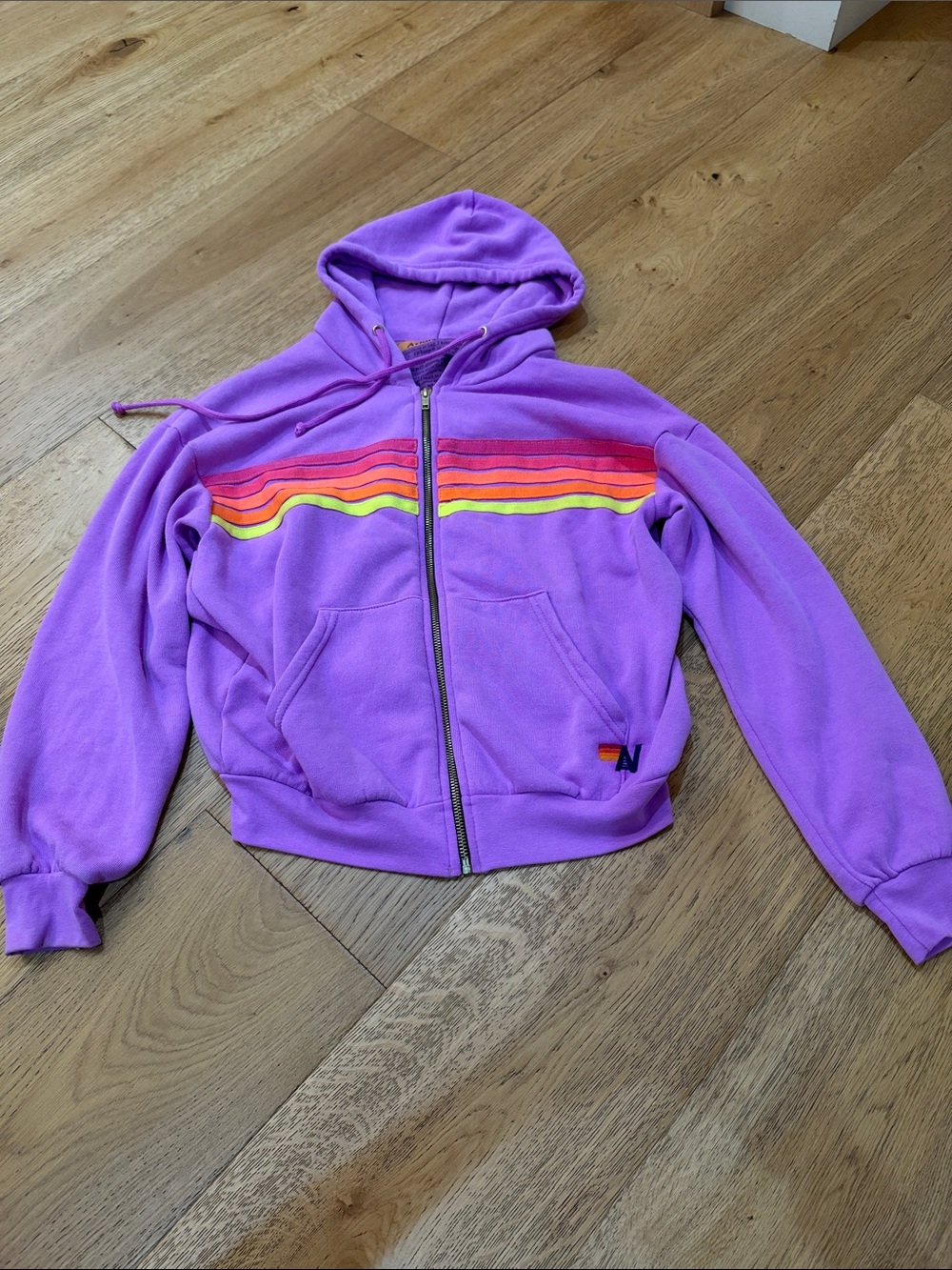 Aviator Nation 5 Stripe Neon Purple Zip Up